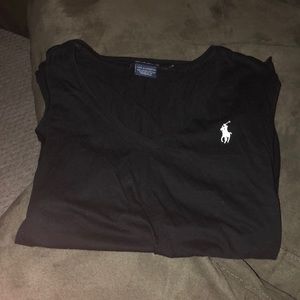 Black V-neck Short Sleeve Polo T-shirt